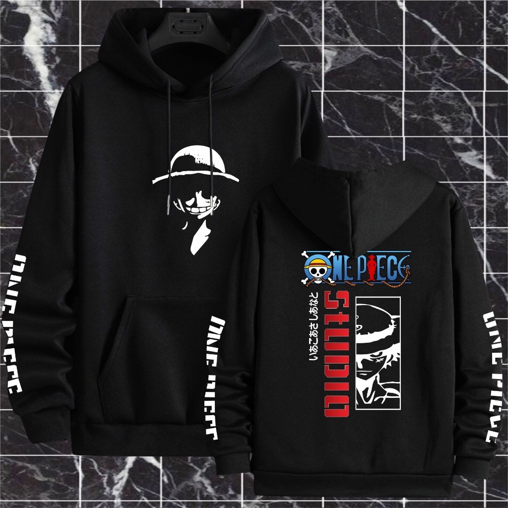 Men’s Black Anime Graphic Print Hoodie – 300 GSM Cotton, Front & Back Print