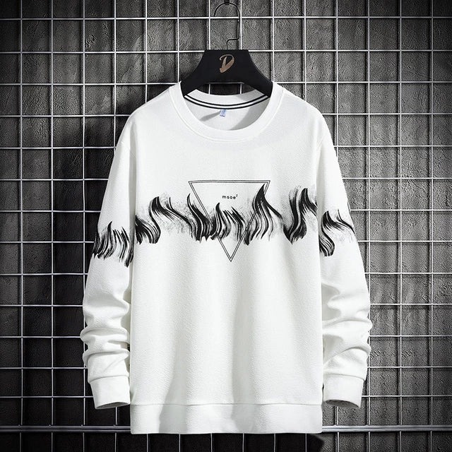White Printed Full Sleeve T-Shirt – Mixed Cotton, 150 GSM (M, L, XL)