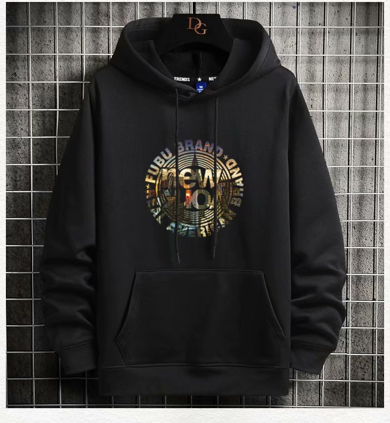 Black Graphic Print Winter Hoodie – 300 GSM Cotton Hoodie