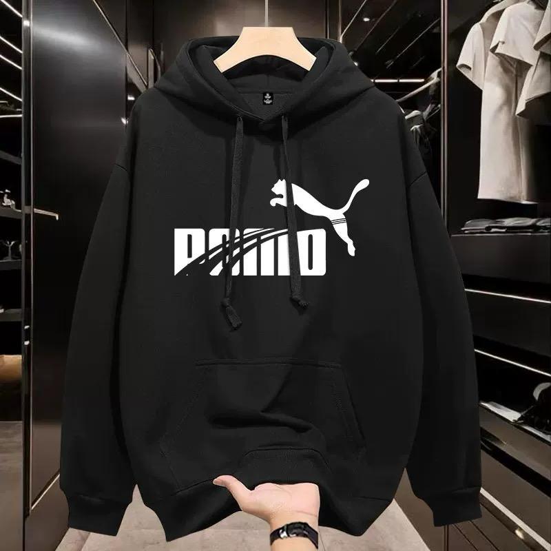 Gents Winter Cotton Hoodie – Black Printed Full Sleeve Hoodie (280 GSM)