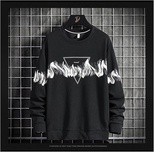 Black Printed Full Sleeve T-Shirt – 150 GSM Mixed Cotton